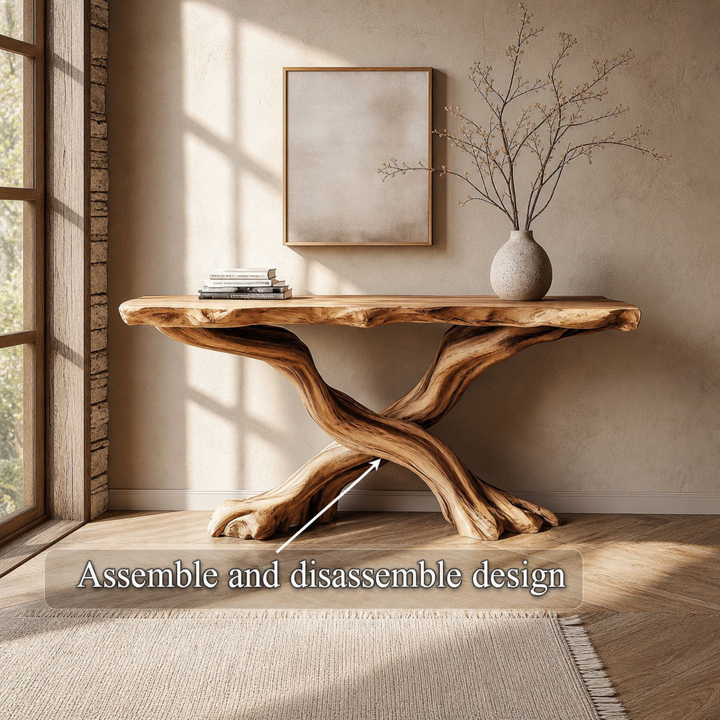 Handmade Console Table Solid Wood Artistic Live Edge Design For Living Room - product view 4