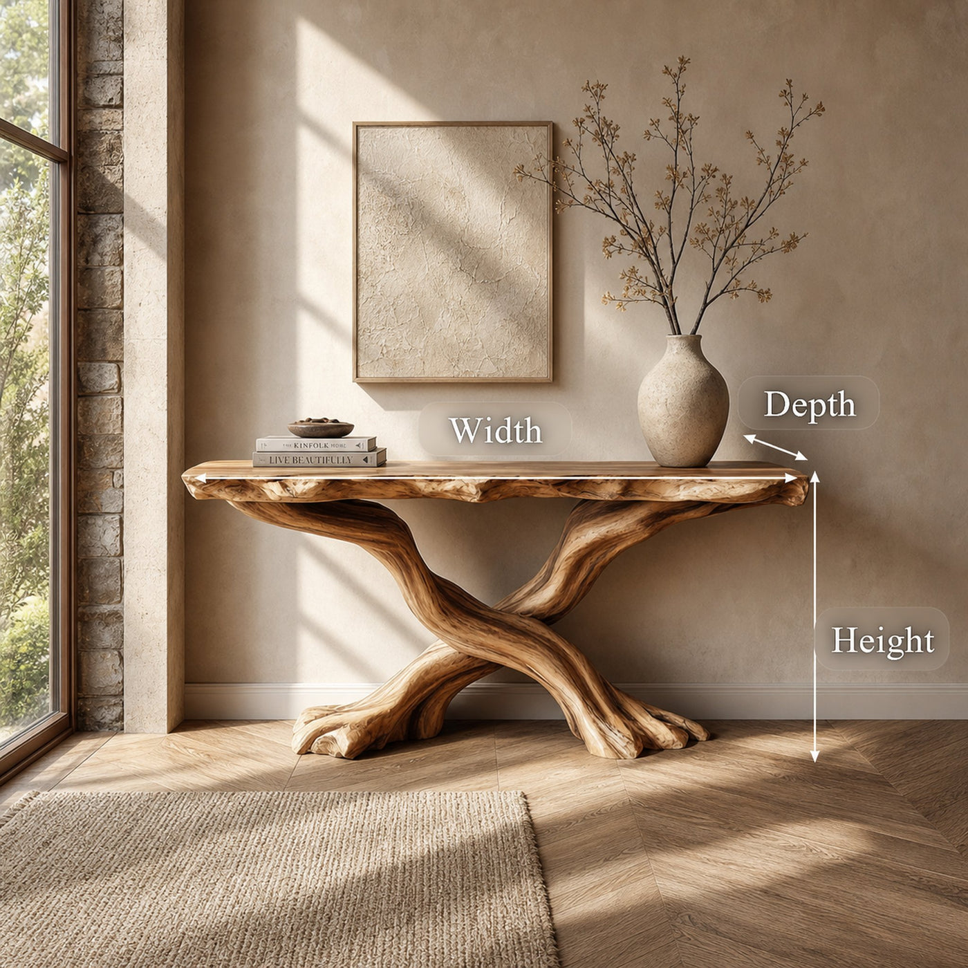 Handmade Console Table Solid Wood Artistic Live Edge Design For Living Room - product view 5