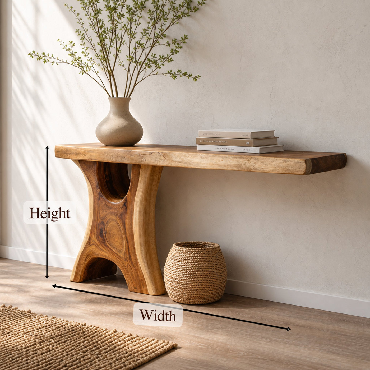 Handmade Rustic Console Table Sculptural Wood Design For Hallway Interior - product view 4