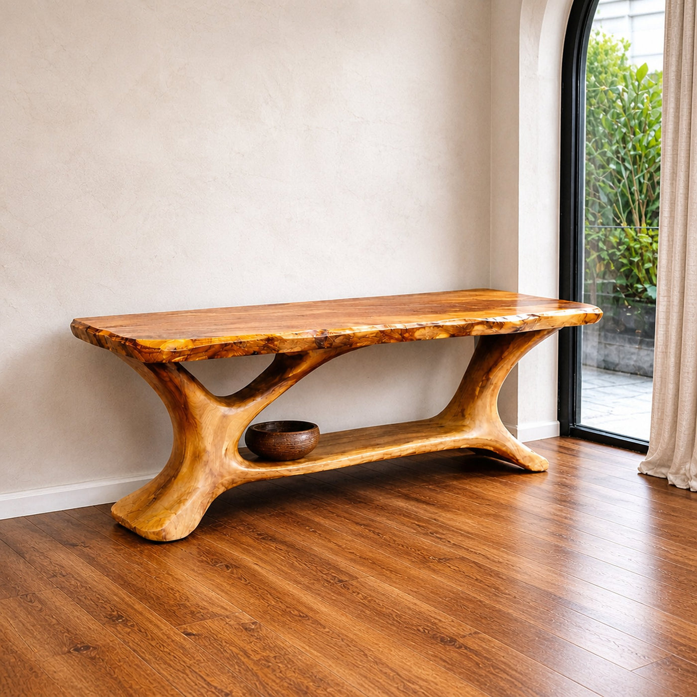 Handmade Rustic Console Table With Artistic Base For Hallway Interior