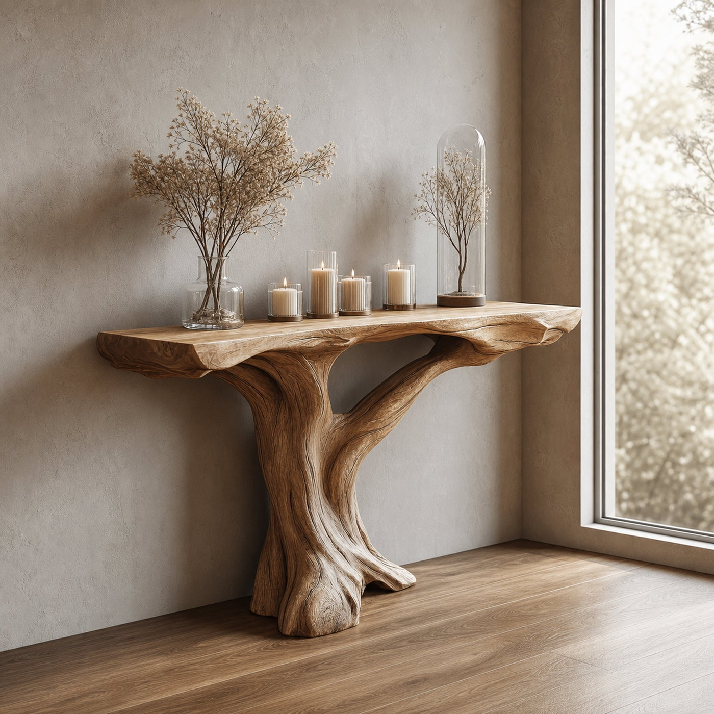 Handmade Tree Base Console Table For Entryway And Living Room - product view 2
