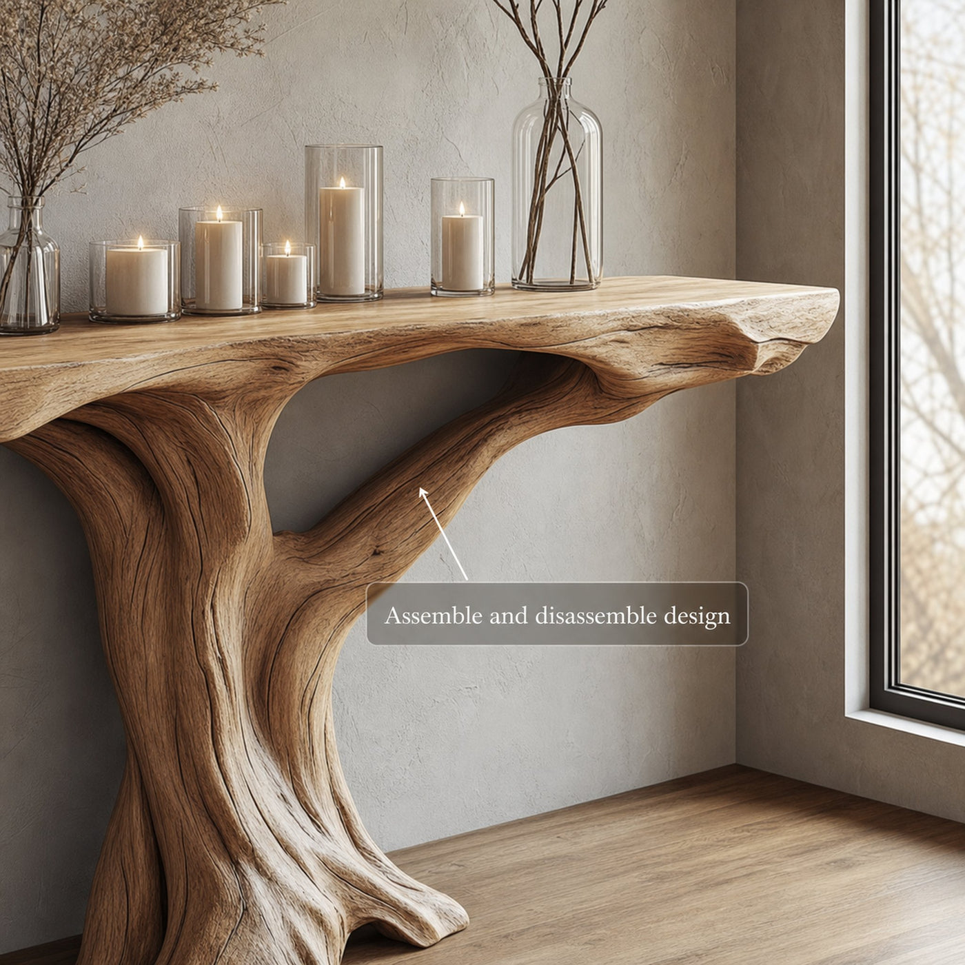 Handmade Tree Base Console Table For Entryway And Living Room - product view 3