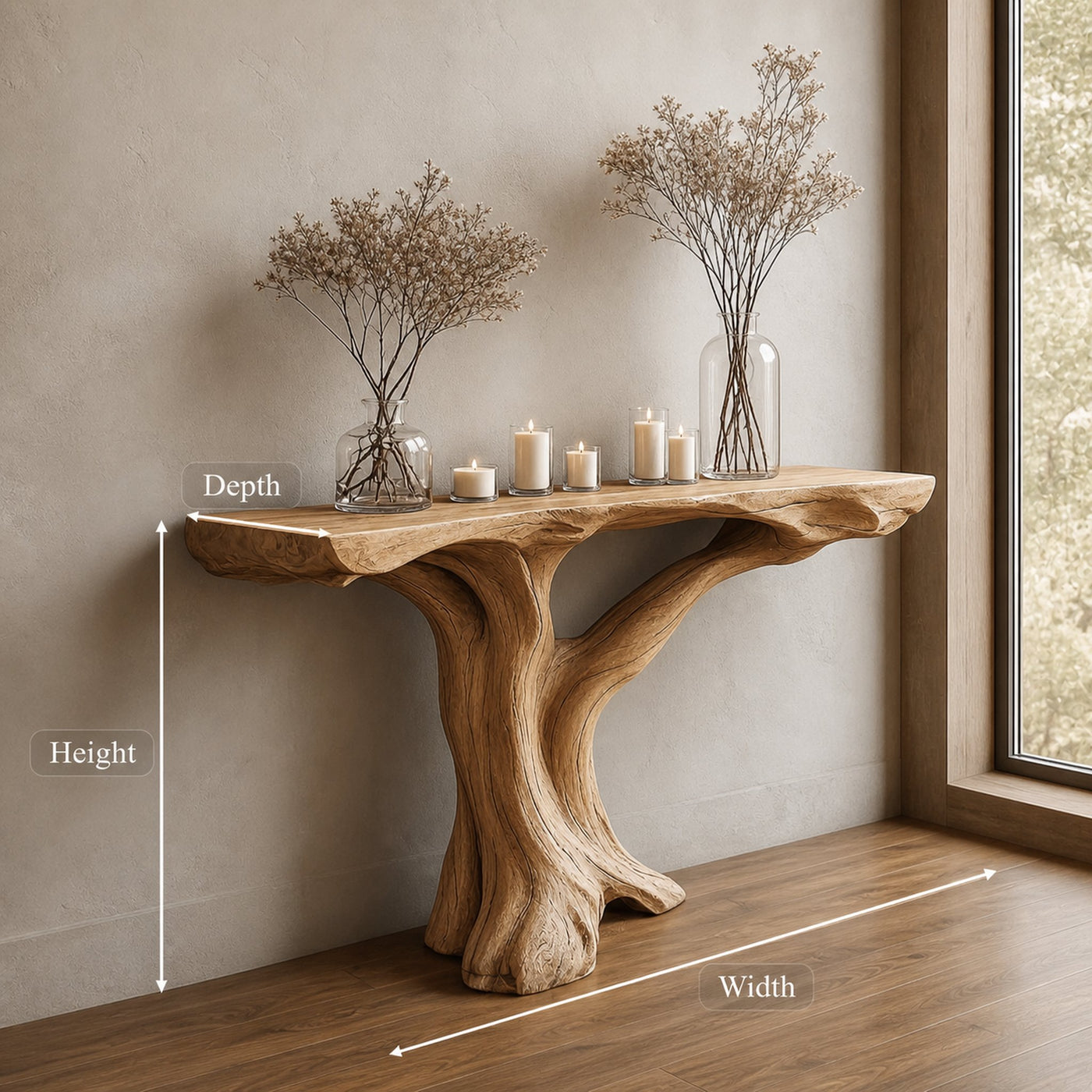 Handmade Tree Base Console Table For Entryway And Living Room - product view 5