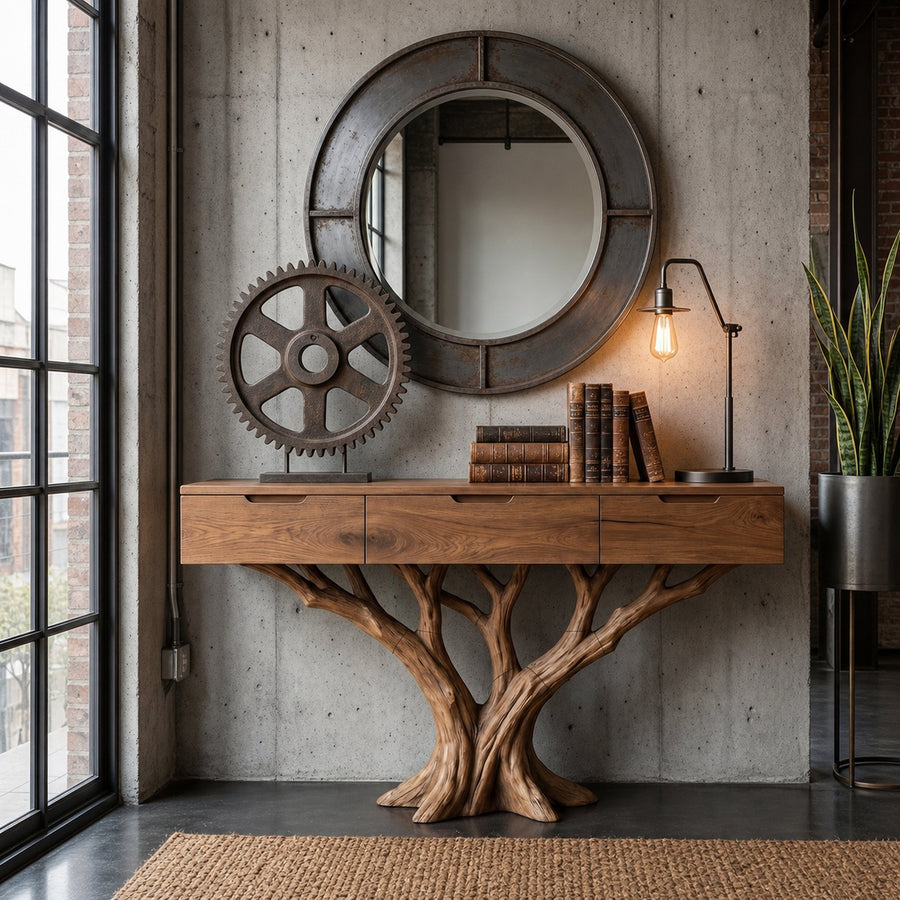 Industrial Tree Root Console Table Modern Loft