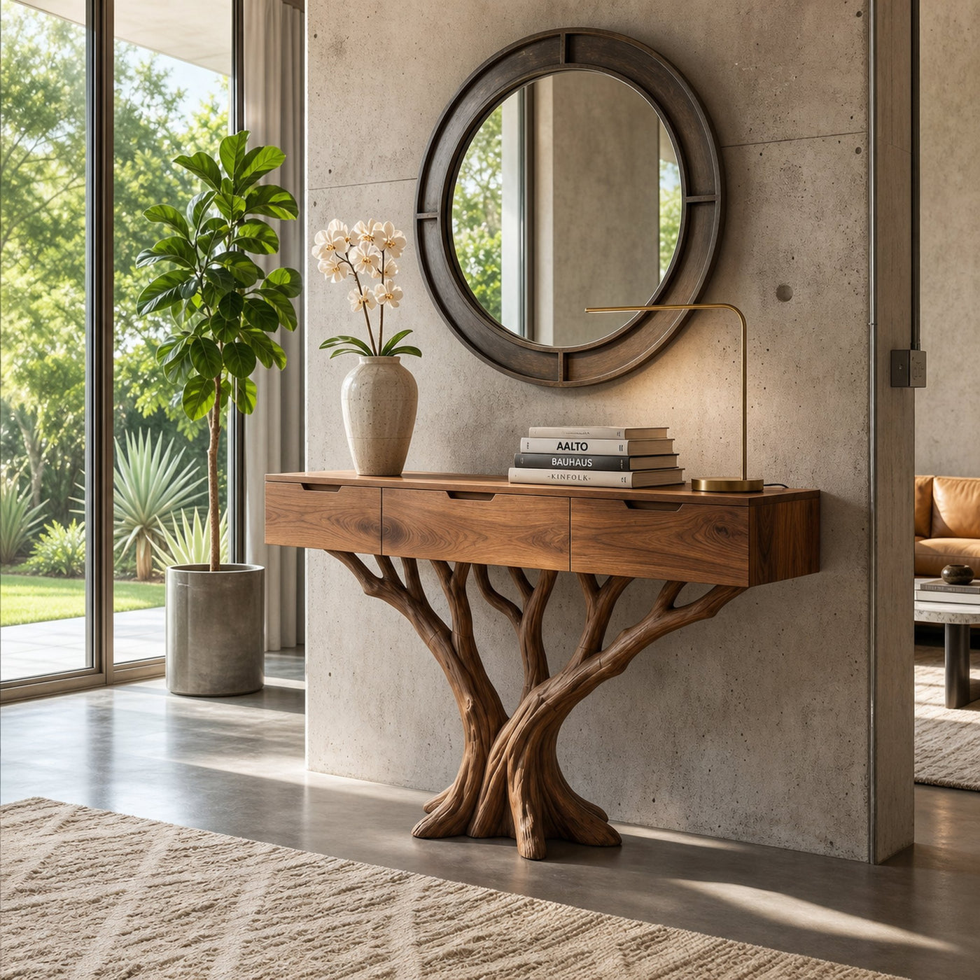 Industrial Tree Root Console Table Modern Loft - product view 6