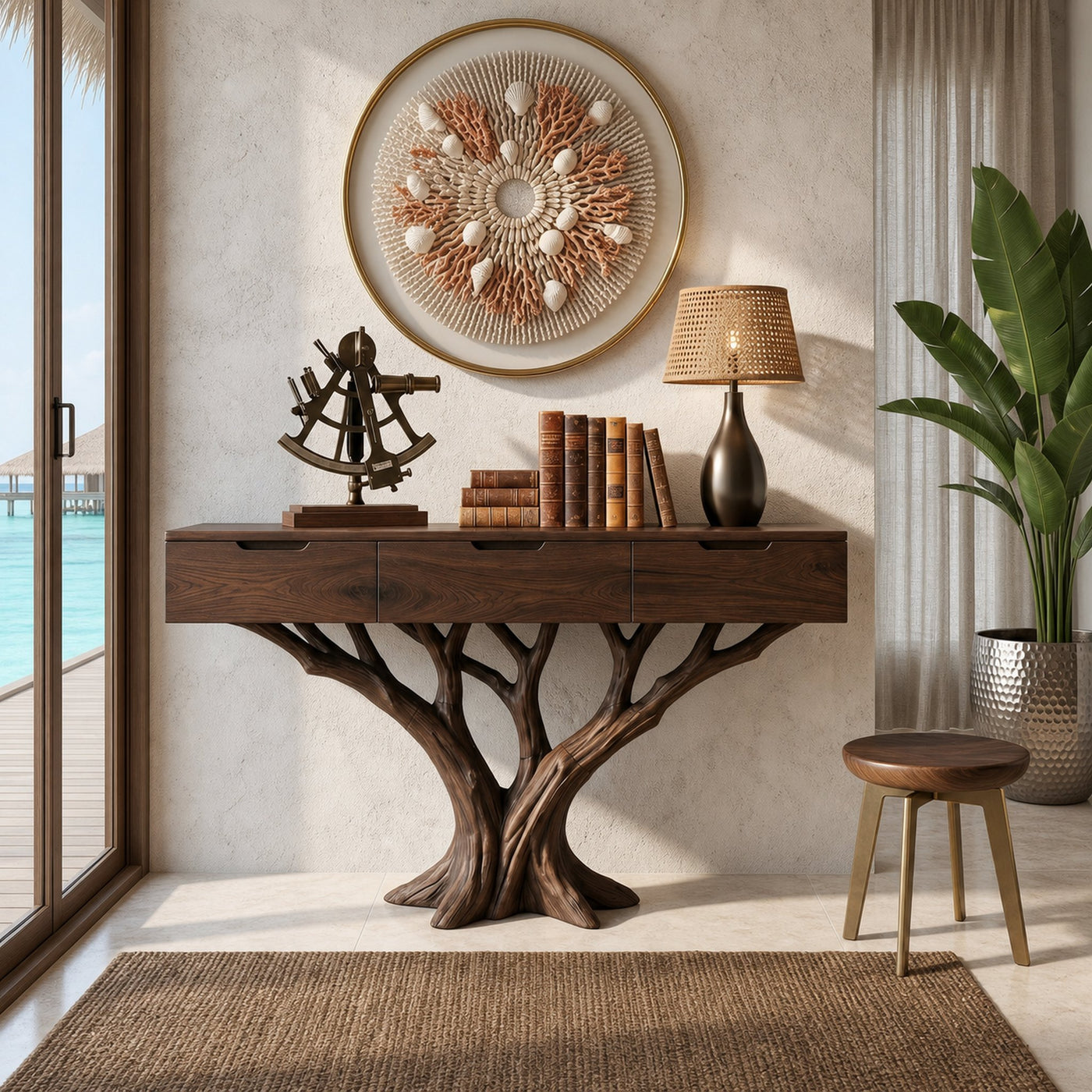 Industrial Tree Root Console Table Modern Loft - product view 7