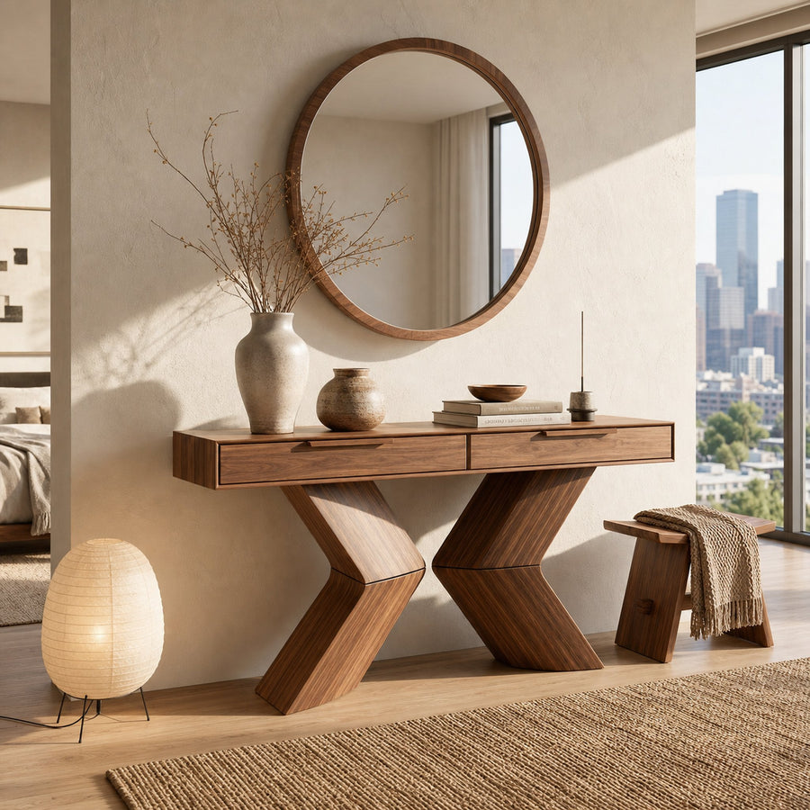 Japandi Accent Console Table For Bedroom Entryway