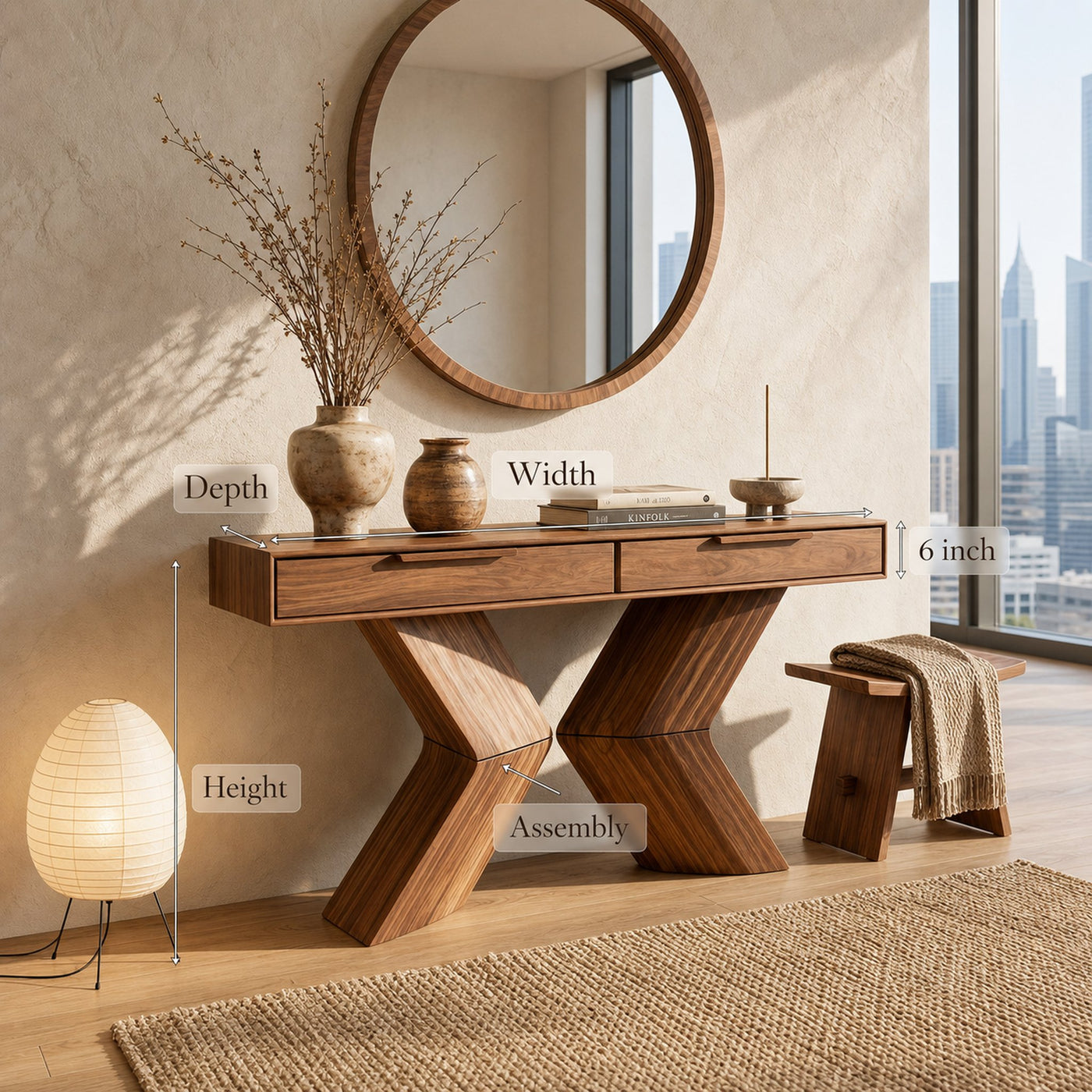 Japandi Accent Console Table For Bedroom Entryway - product view 8