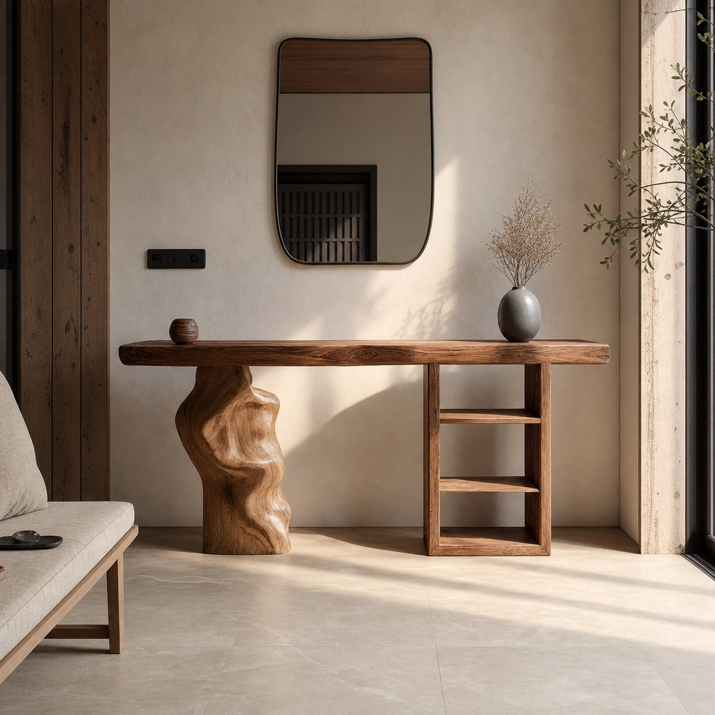 Japandi Organic Modern Console Table Living Room And Entryway