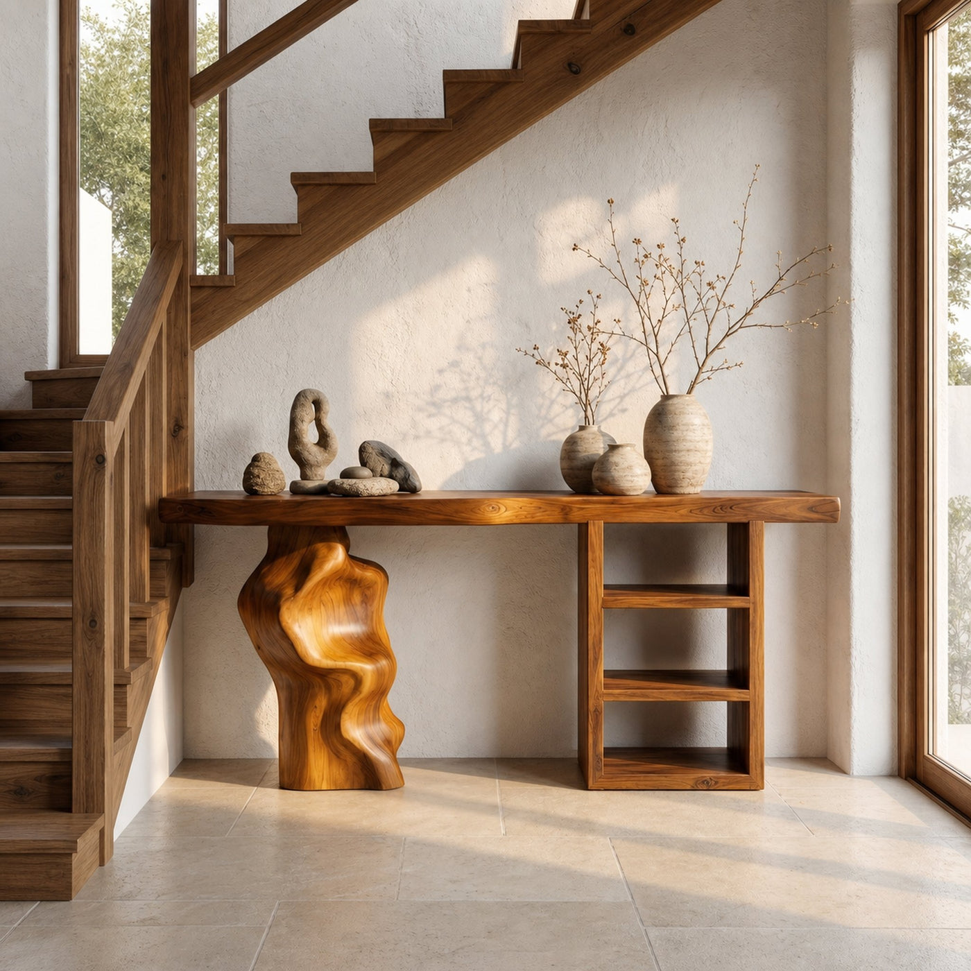 Japandi Organic Modern Console Table Living Room And Entryway - product view 6