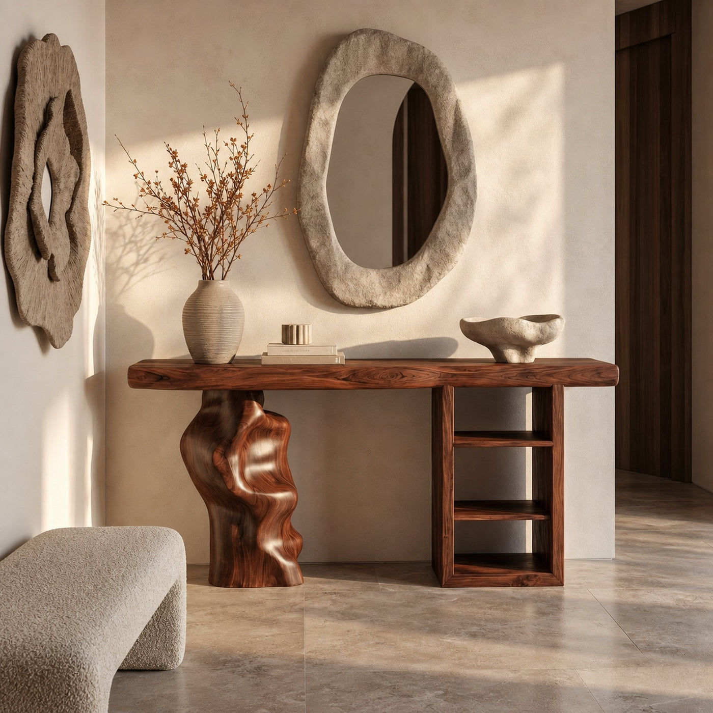 Japandi Organic Modern Console Table Living Room And Entryway - product view 7