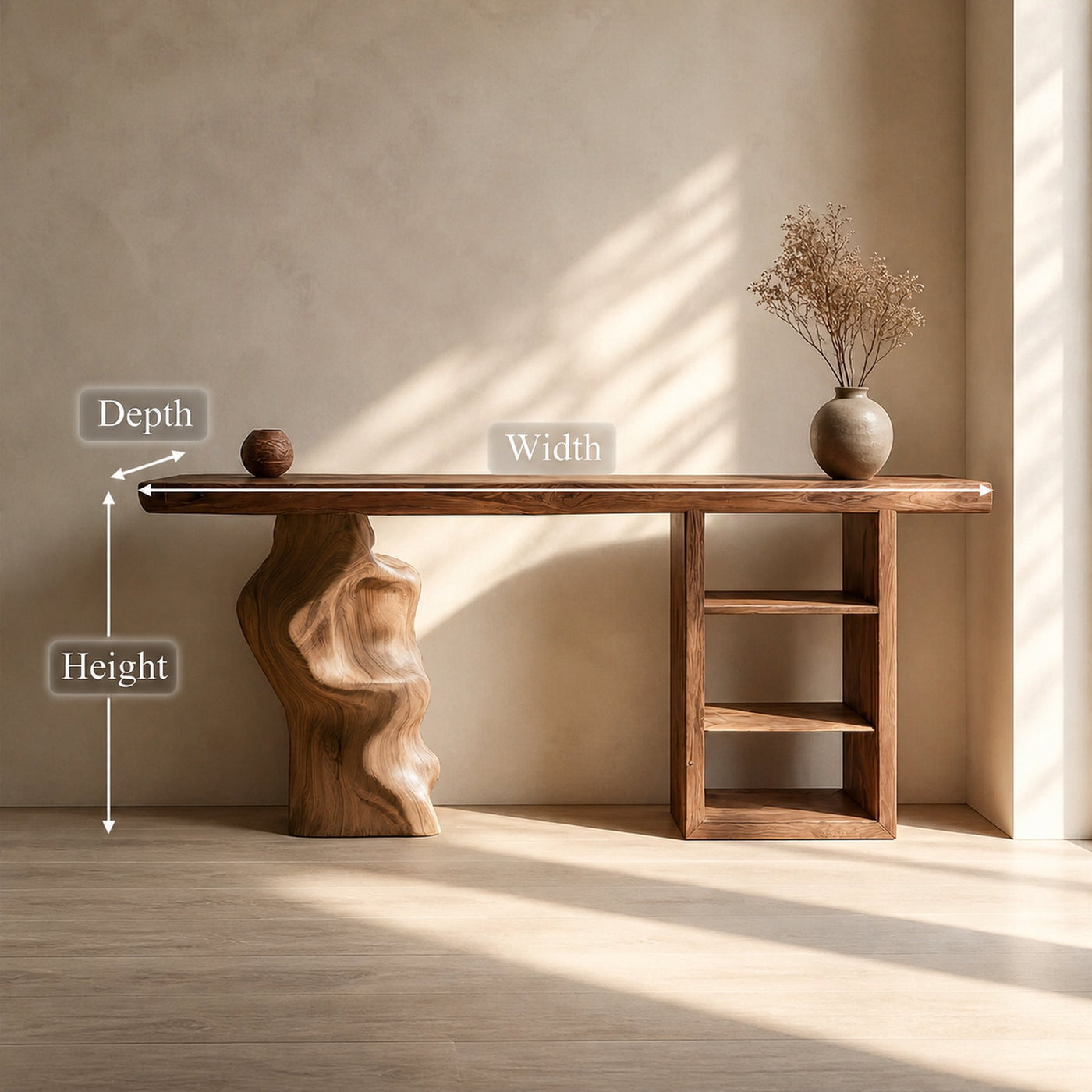 Japandi Organic Modern Console Table Living Room And Entryway - product view 8
