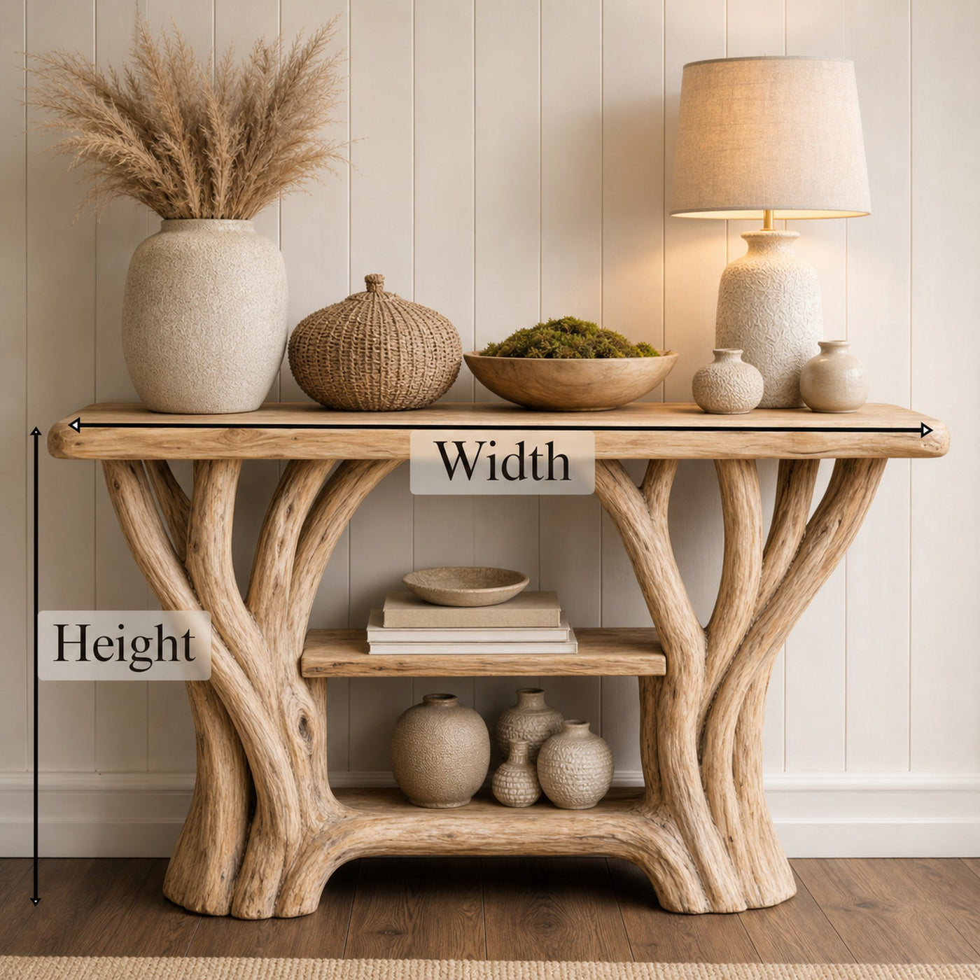 Japandi Style Console Table Sculptural Single Base For Minimal Interior - product view 4