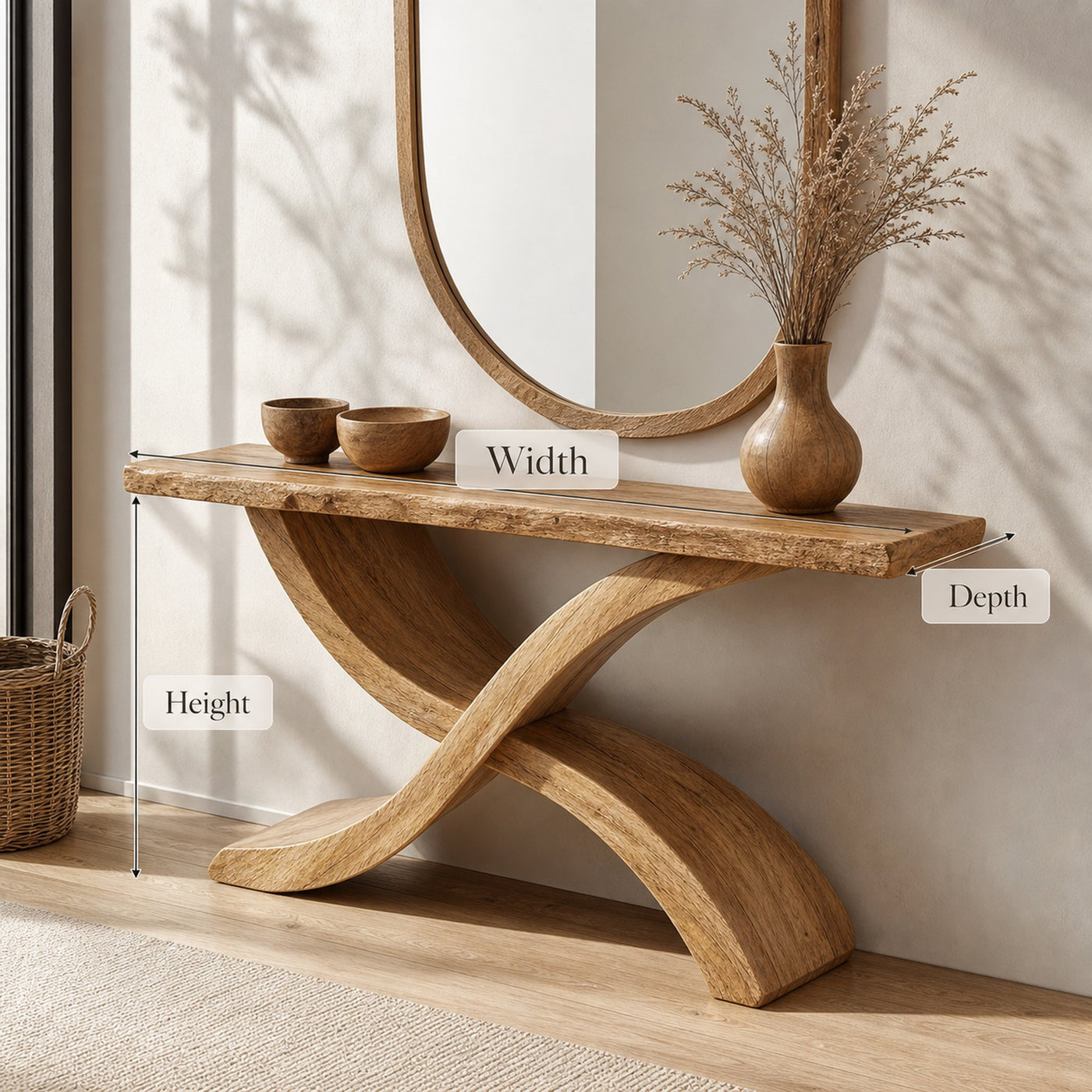 Live Edge Console Table Handcrafted Entryway Table - product view 6