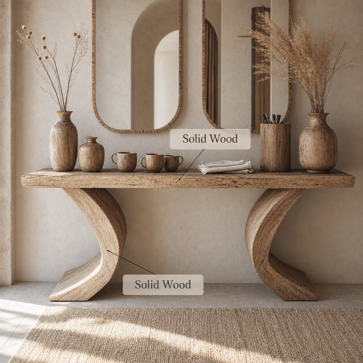 Live Edge Console Table Handcrafted Hallway Table - product view 5