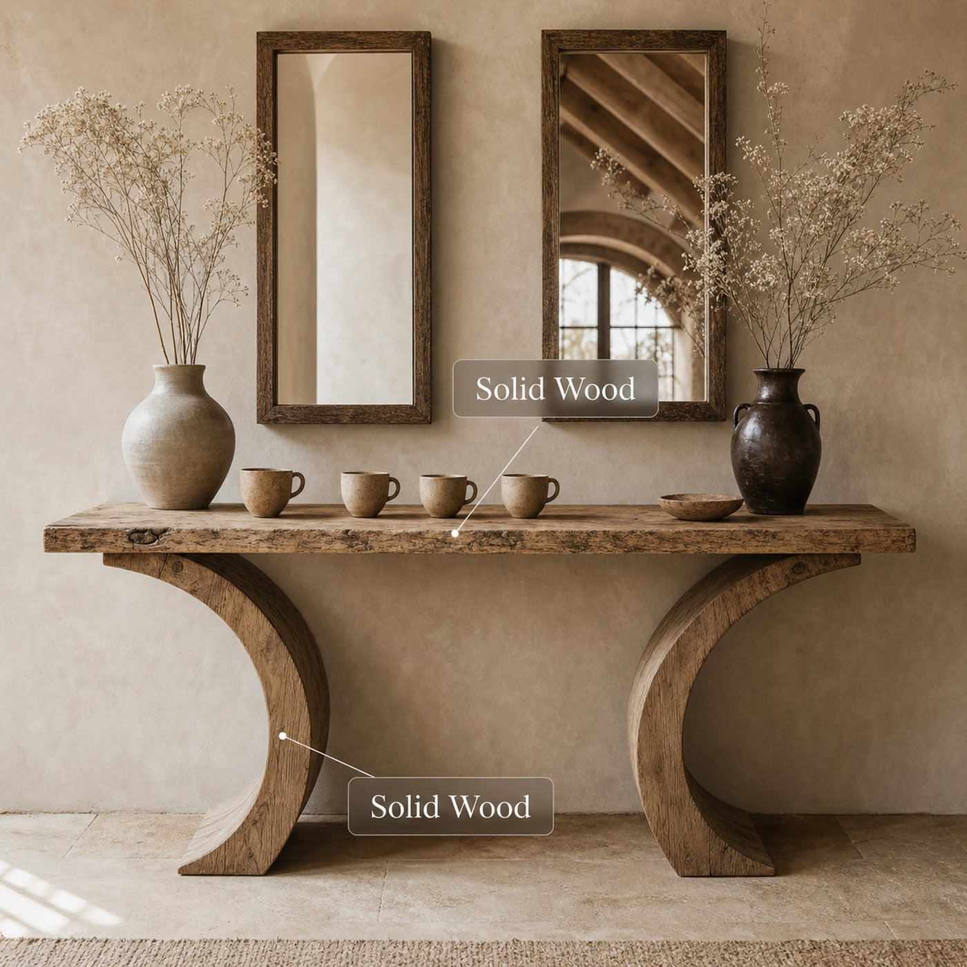 Live Edge Console Table Handcrafted Side Table - product view 6