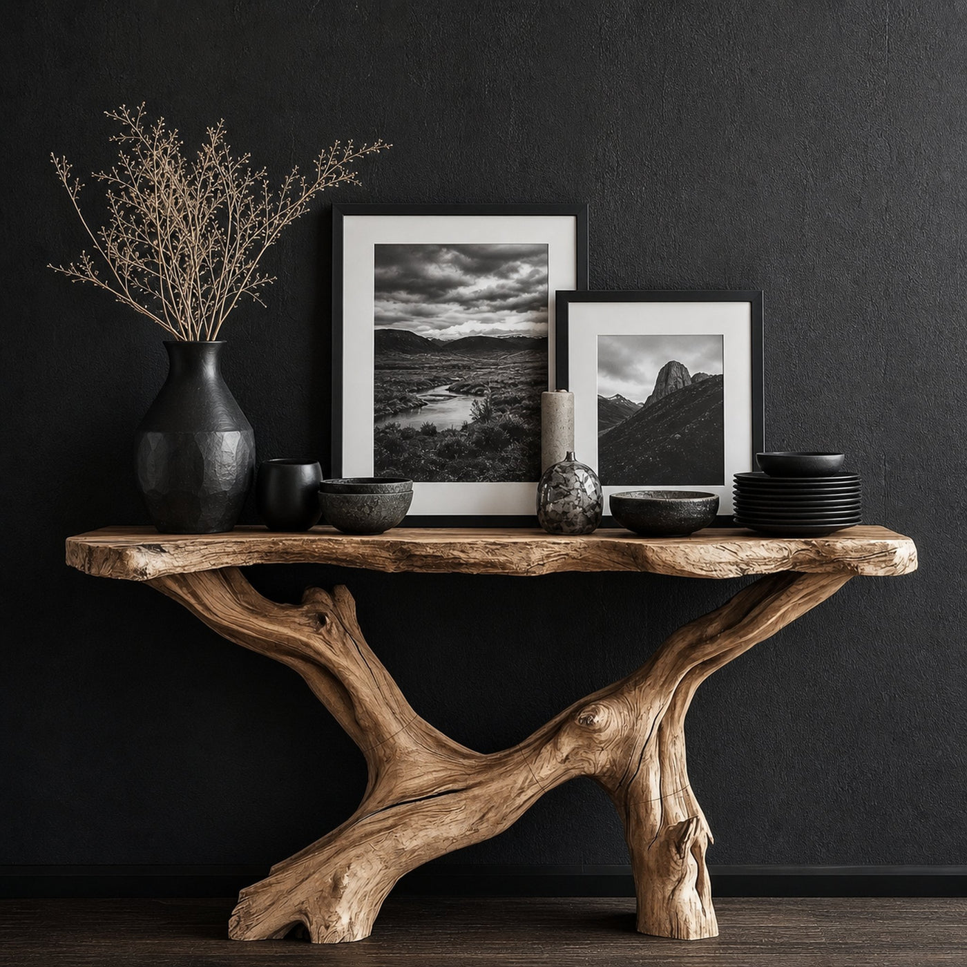 Live Edge Console Table Natural Wood Rustic Handmade Gift