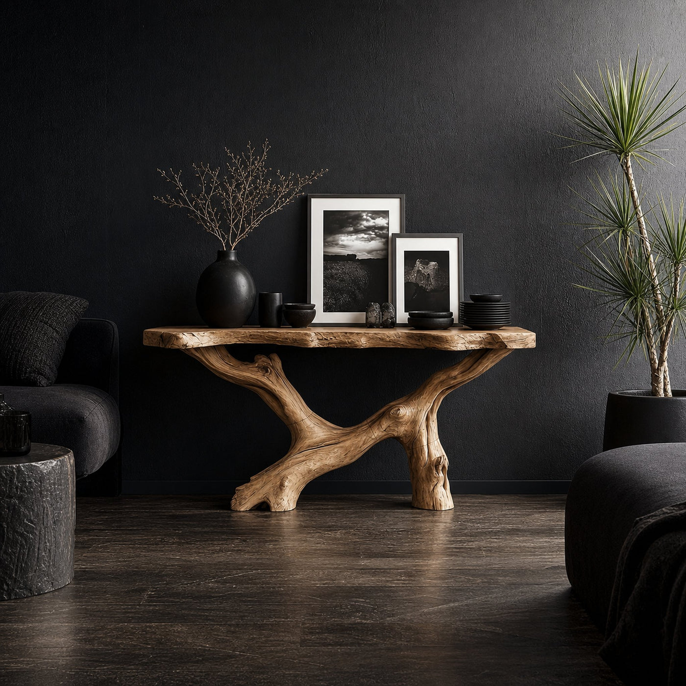 Live Edge Console Table Natural Wood Rustic Handmade Gift - product view 2