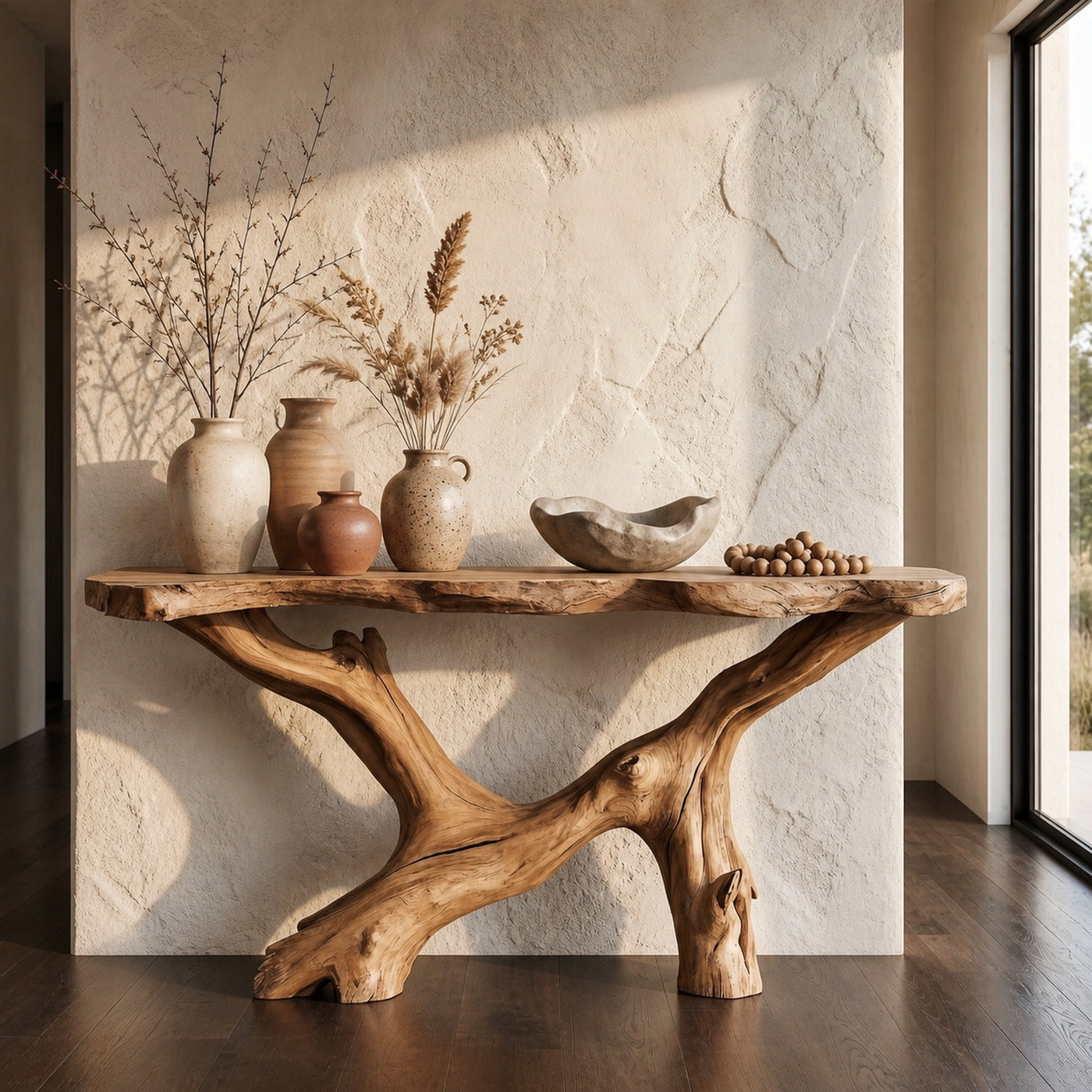 Live Edge Console Table Natural Wood Rustic Handmade Gift - product view 5