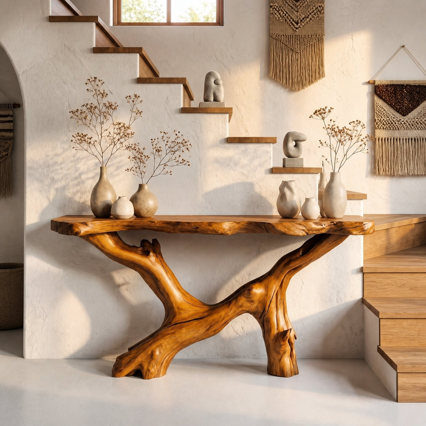 Live Edge Console Table Natural Wood Rustic Handmade Gift - product view 6