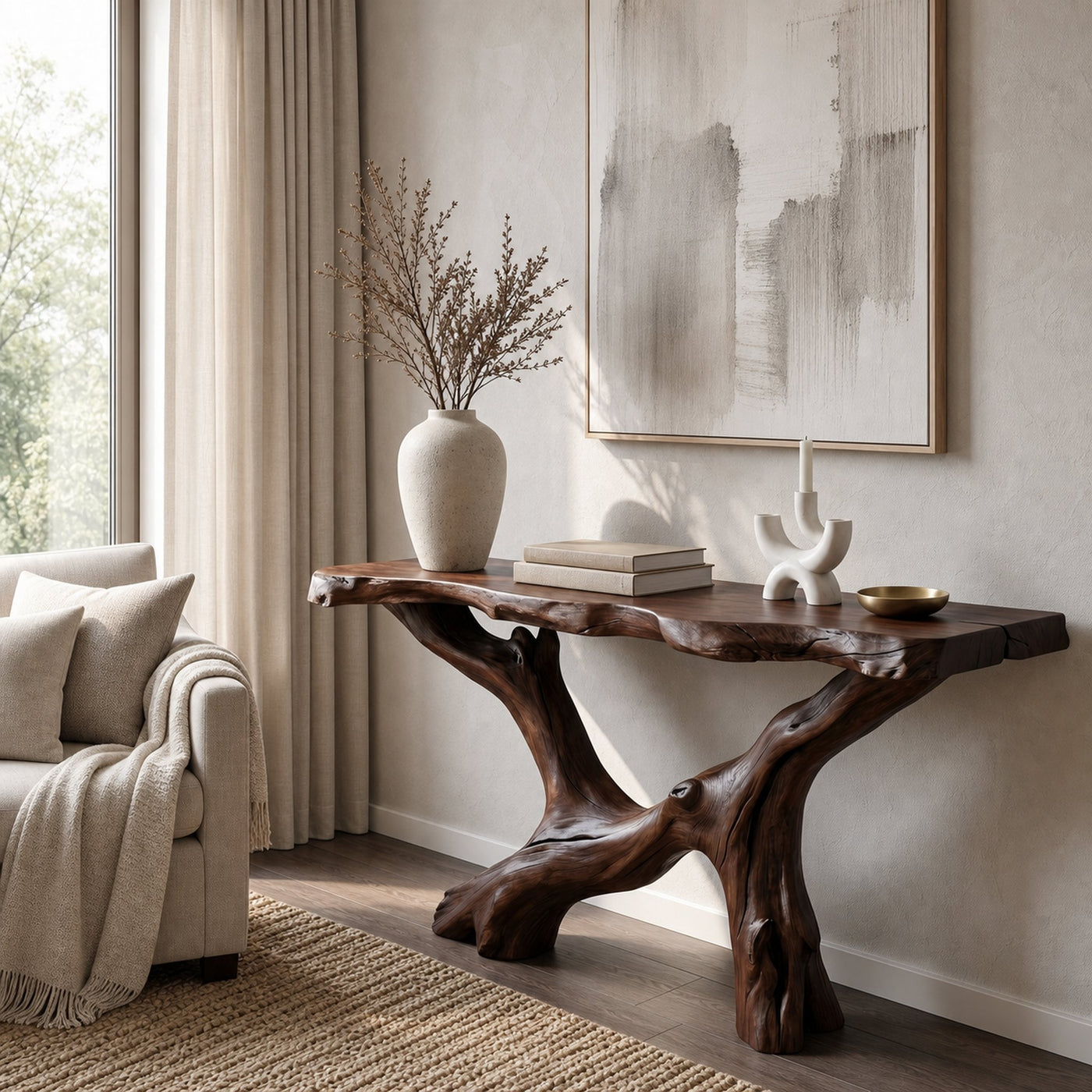 Live Edge Console Table Natural Wood Rustic Handmade Gift - product view 7