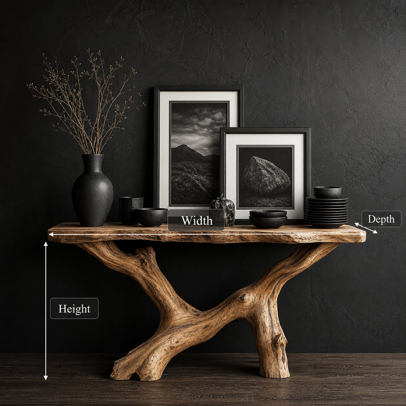 Live Edge Console Table Natural Wood Rustic Handmade Gift - product view 8