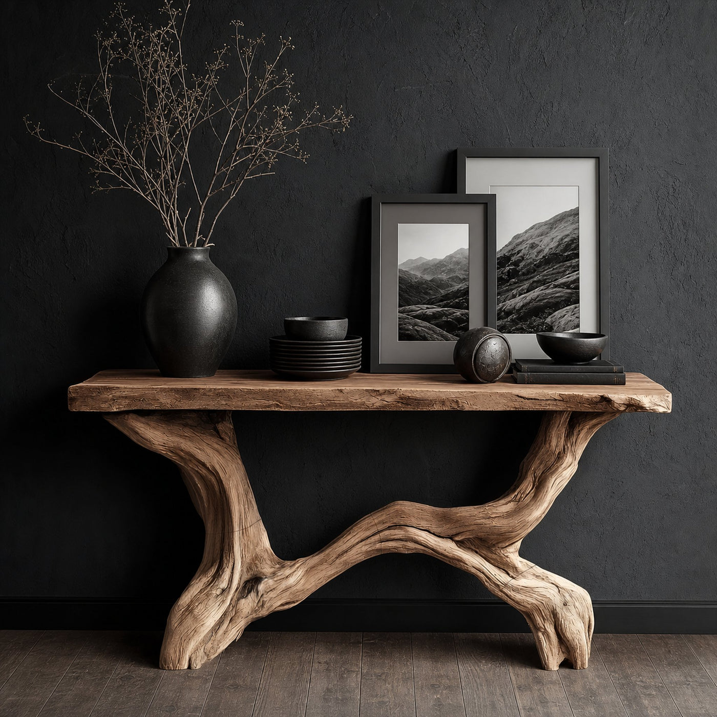 Live Edge Console Table Solid Wood Rustic Driftwood Gift