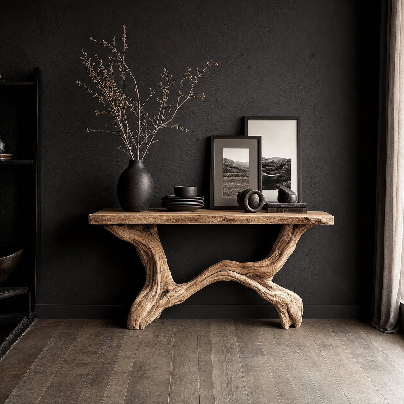 Live Edge Console Table Solid Wood Rustic Driftwood Gift - product view 2