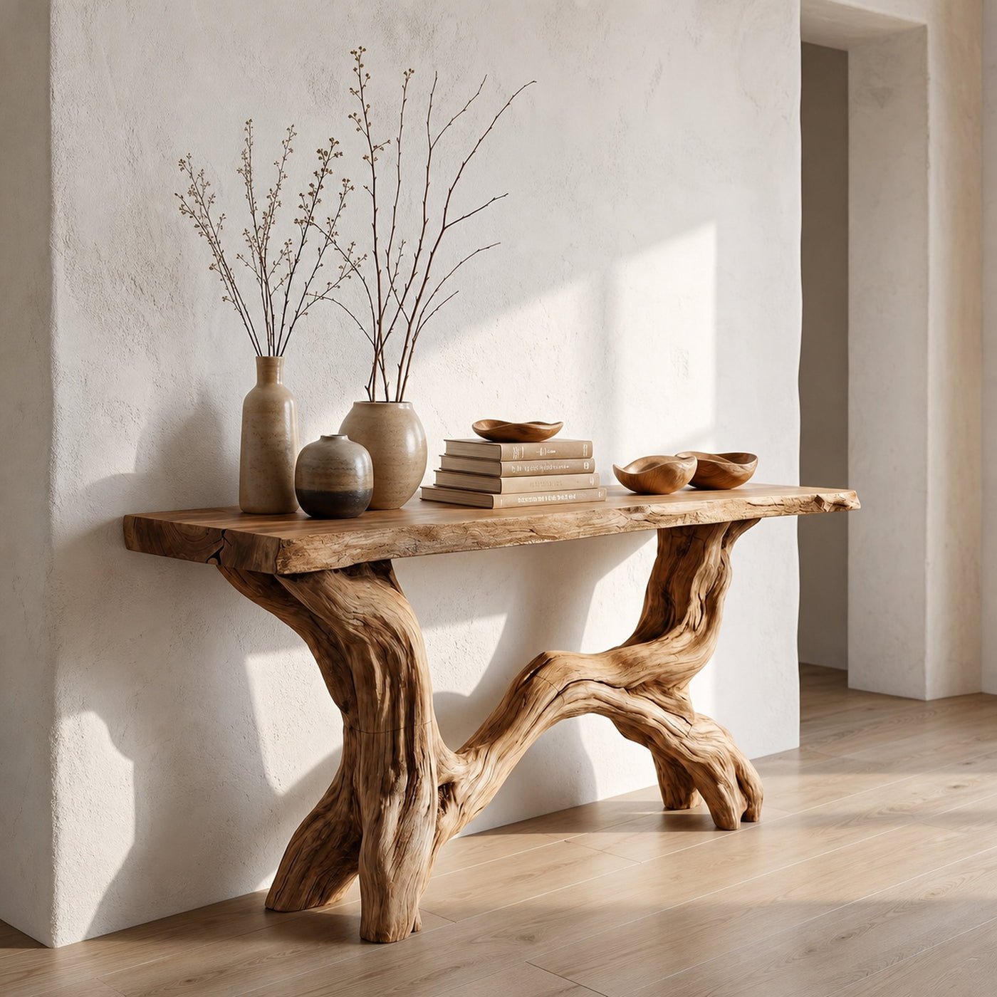 Live Edge Console Table Solid Wood Rustic Driftwood Gift - product view 5