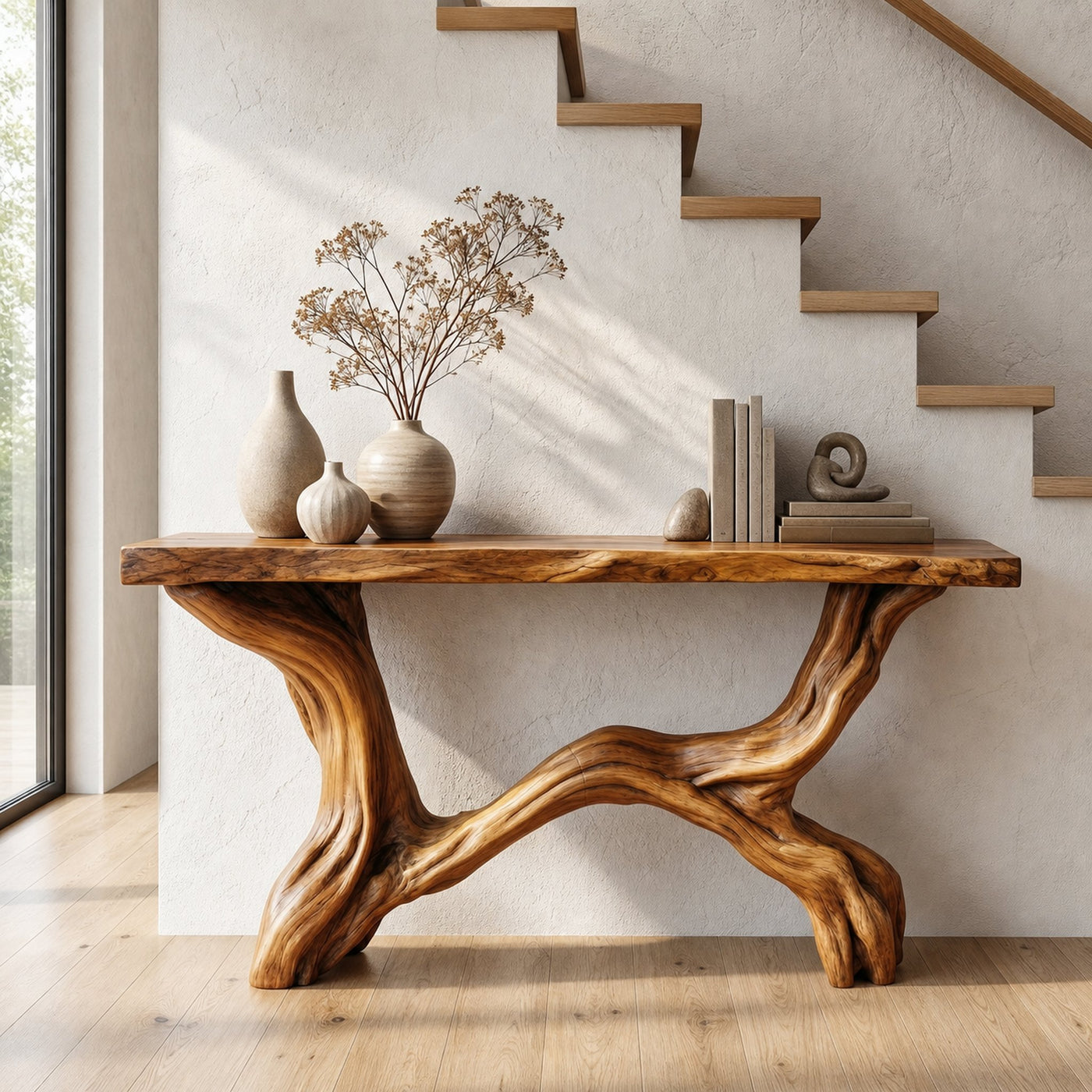 Live Edge Console Table Solid Wood Rustic Driftwood Gift - product view 6