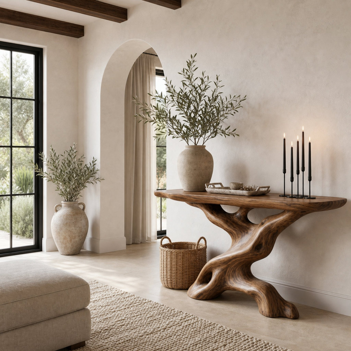 Live Edge Console Table With Unique Sculptural Base Design For Living Room - product view 2