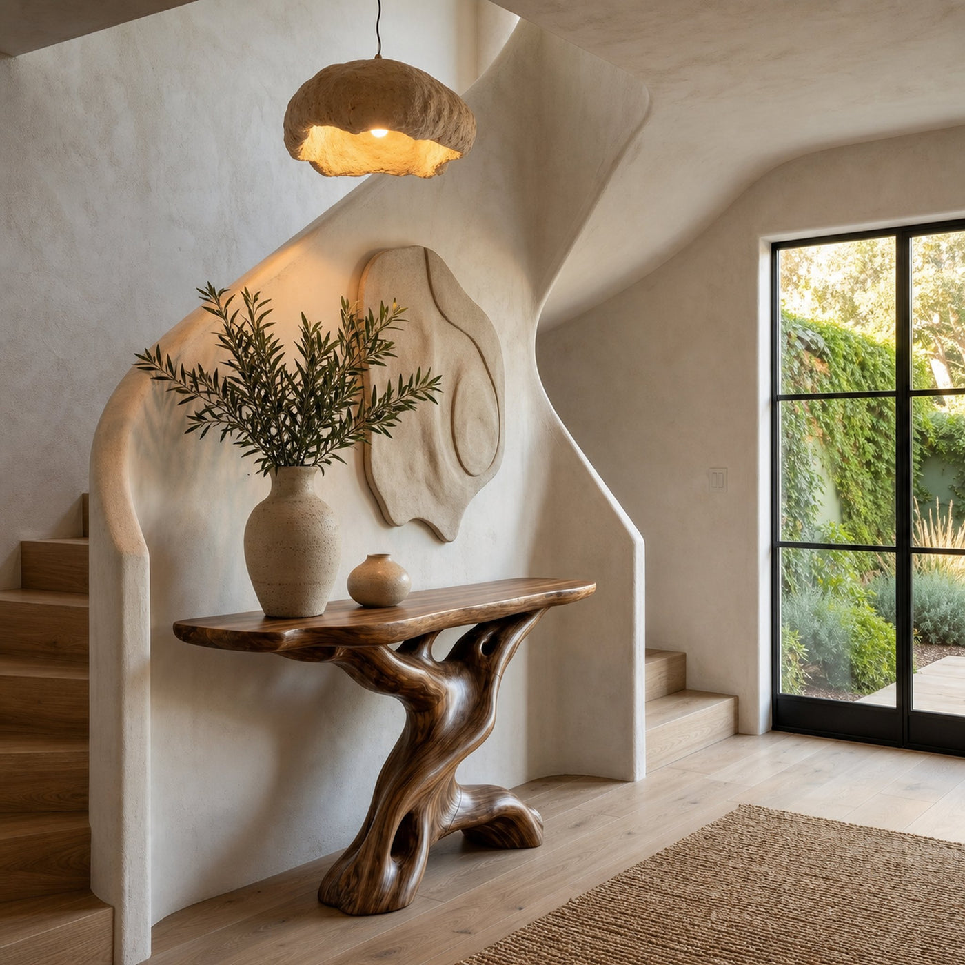 Live Edge Console Table With Unique Sculptural Base Design For Living Room - product view 3