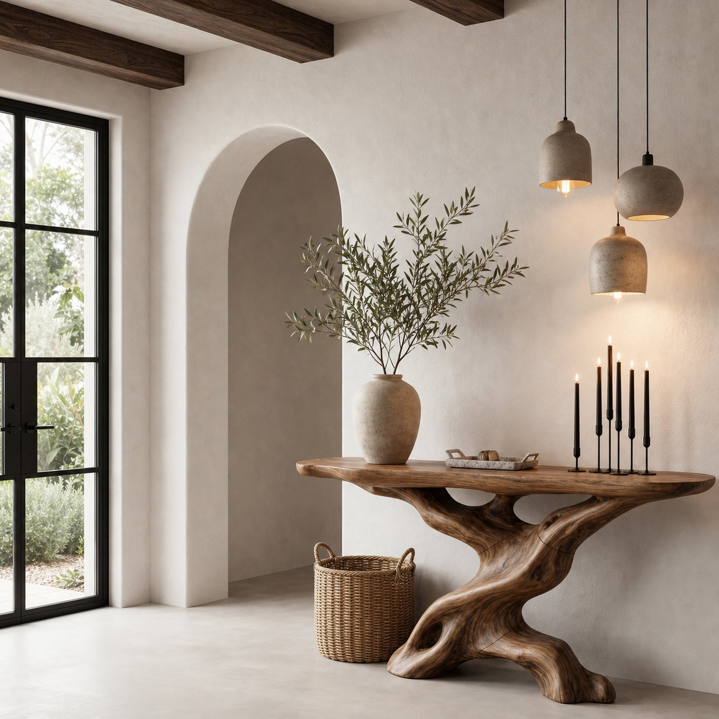 Live Edge Console Table With Unique Sculptural Base Design For Living Room - product view 6