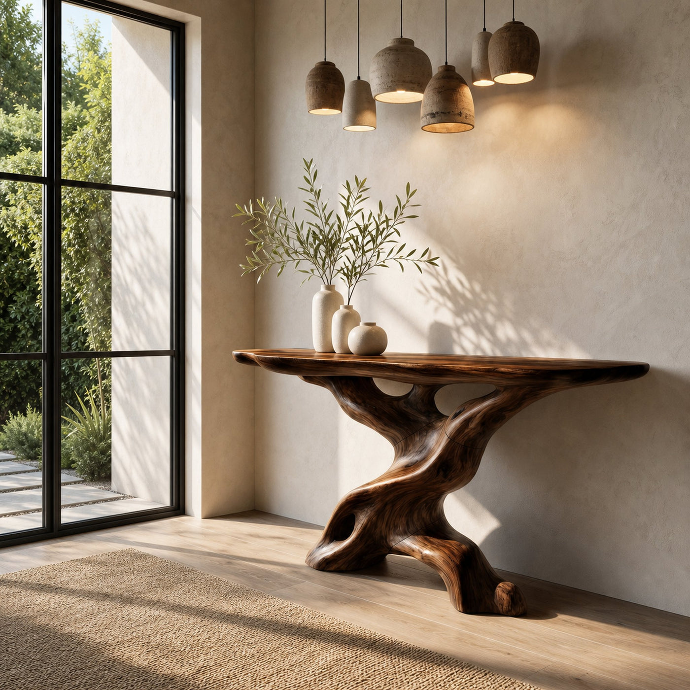 Live Edge Console Table With Unique Sculptural Base Design For Living Room - product view 7