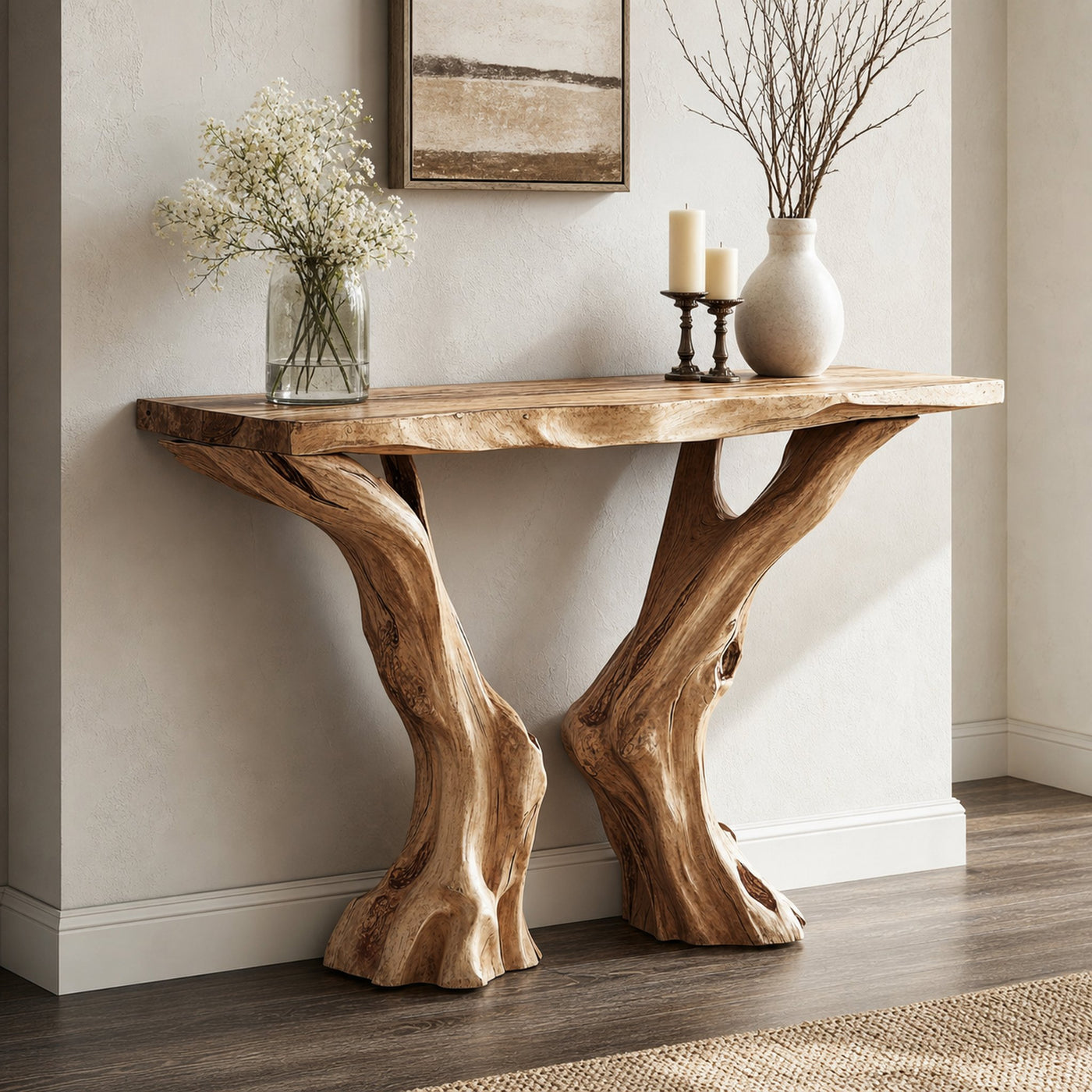Live Edge Rustic Wood Console Table For The Entryway