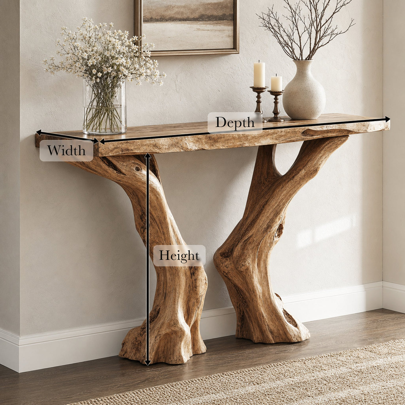Live Edge Rustic Wood Console Table For The Entryway - product view 6
