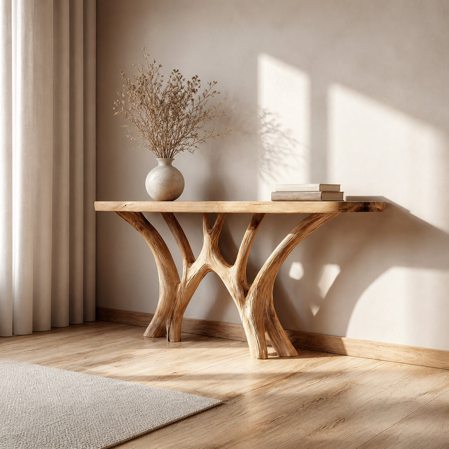 Live Edge Solid Wood Console Table Handmade For Entryway