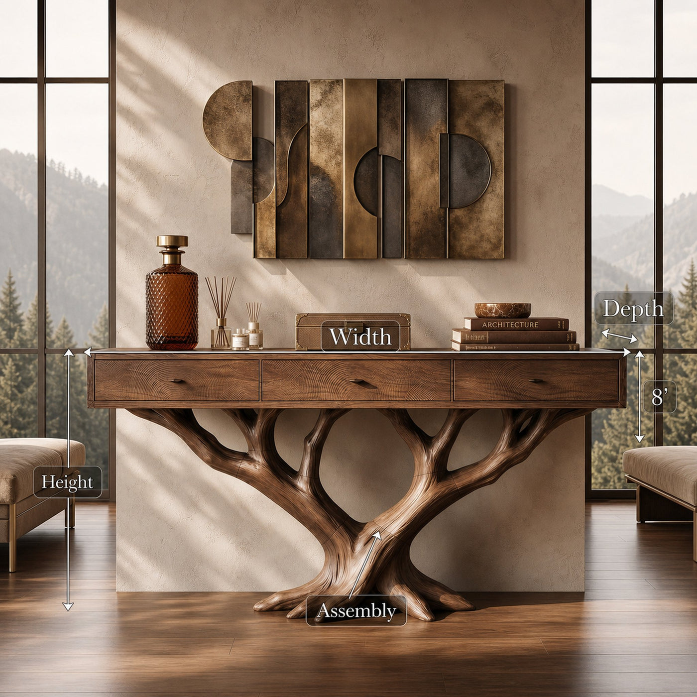 Luxury Branch Base Console Table Designer Residence - product view 8