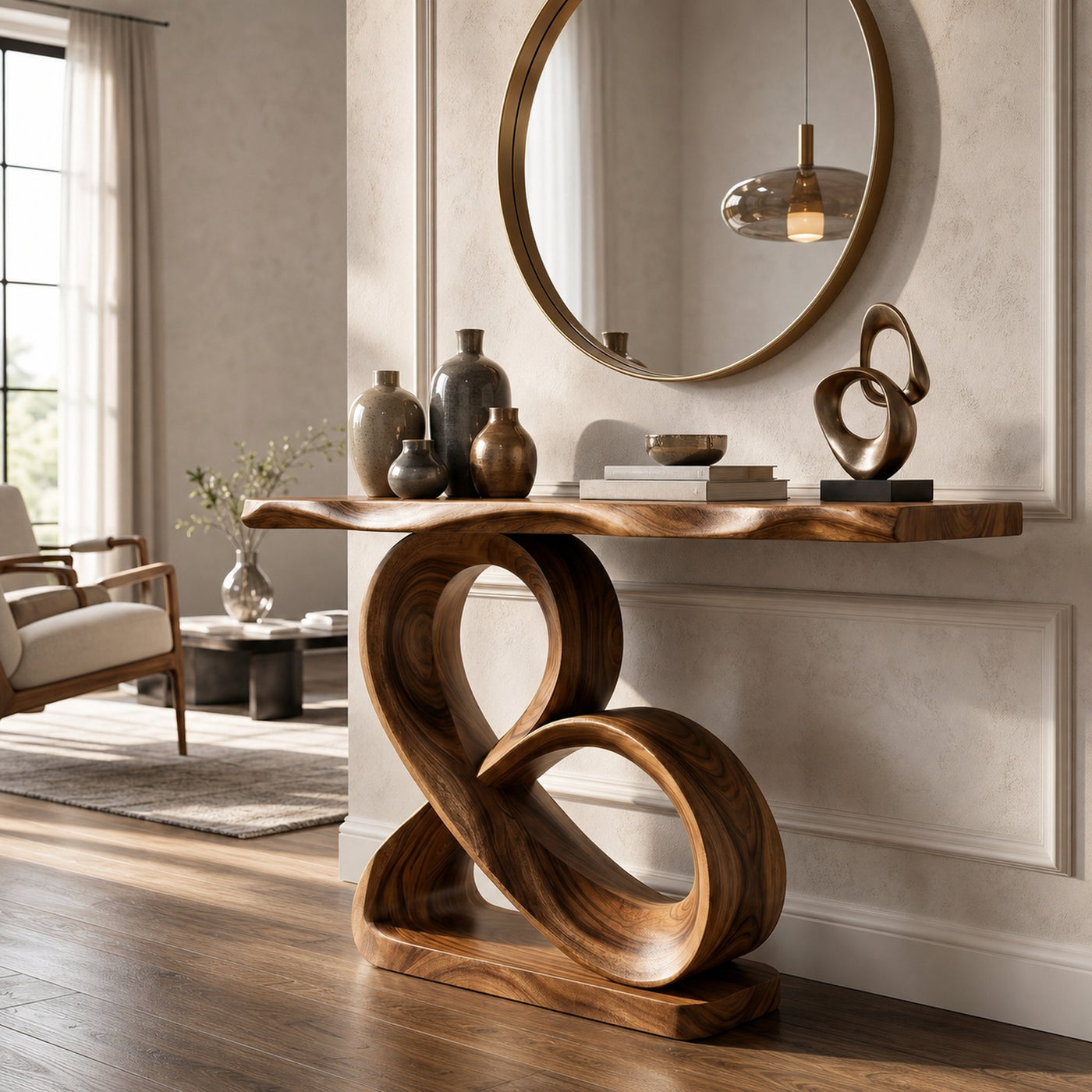 Luxury Loop Base Console Table Designer Hallway - product view 3