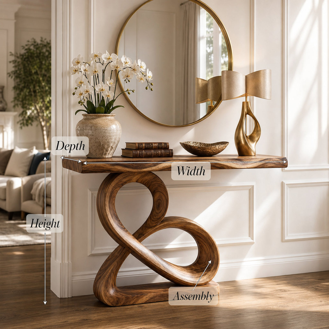 Luxury Loop Base Console Table Designer Hallway - product view 8