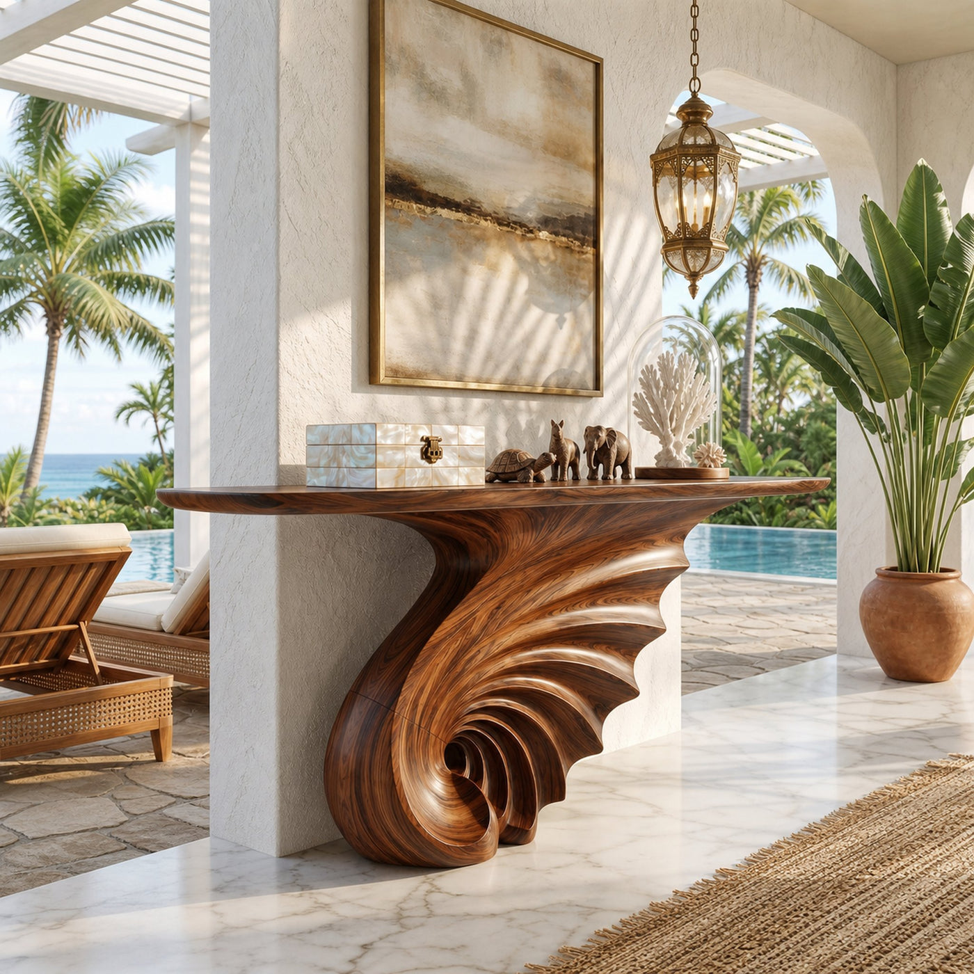 Luxury Spiral Base Console Table Contemporary Villa
