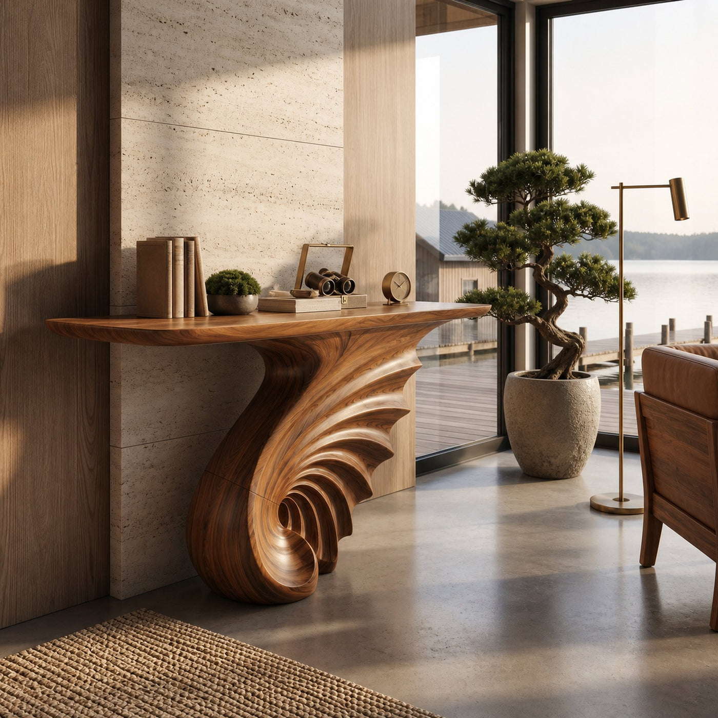 Luxury Spiral Base Console Table Contemporary Villa - product view 6