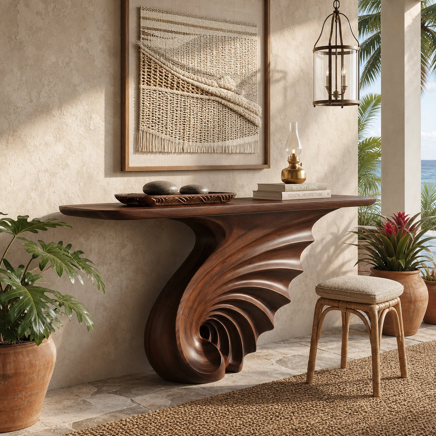 Luxury Spiral Base Console Table Contemporary Villa - product view 7