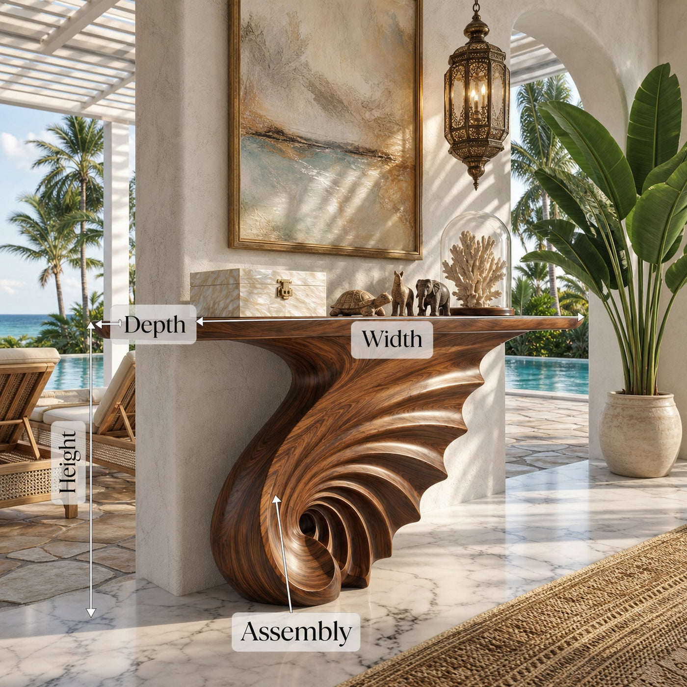 Luxury Spiral Base Console Table Contemporary Villa - product view 8