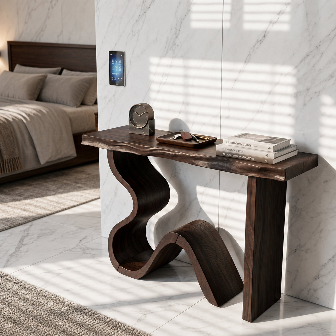 Luxury Wood Foyer Table For Marble Interior Design - product view 7