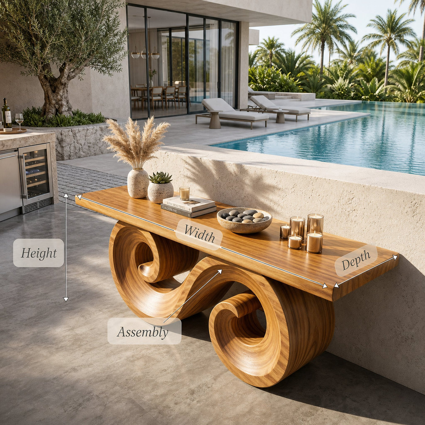 Luxury Wood Sofa Table For Poolside Furniture - product view 8
