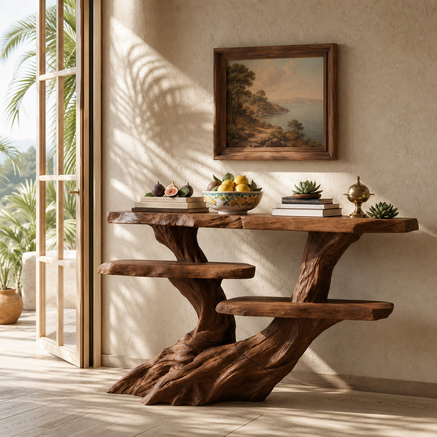 Mediterranean Burnt Wood Hallway Table For Villa Interior - product view 6