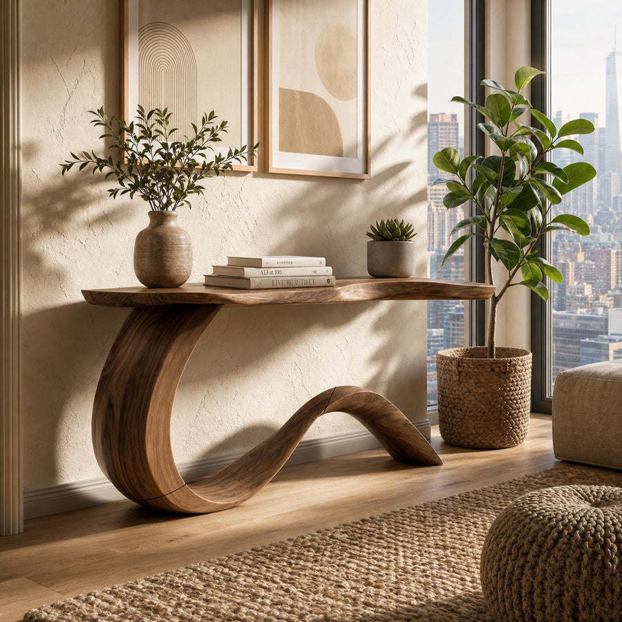Mid Century Abstract Console Table For Office Living Room