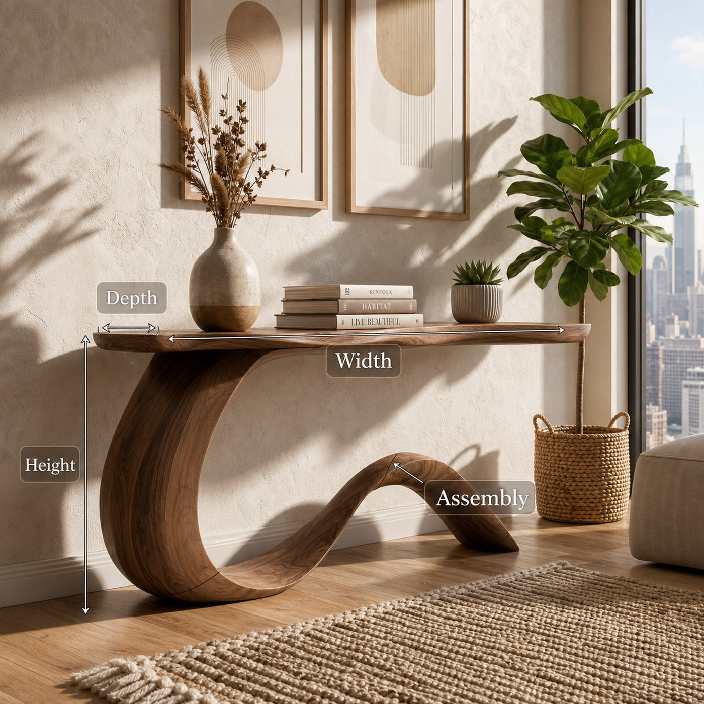 Mid Century Abstract Console Table For Office Living Room - product view 8