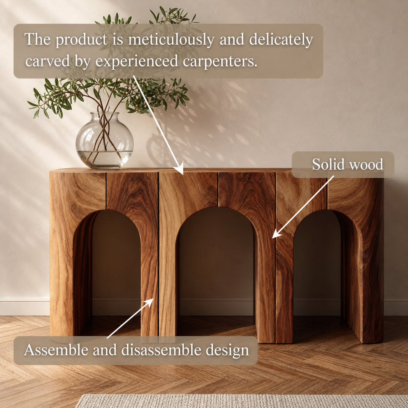 Mid Century Arch Console Table Living Room And Entryway - product view 3